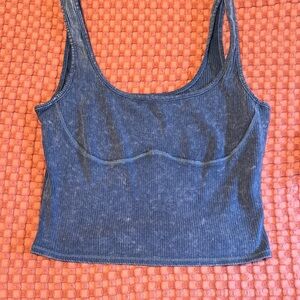 Wild Fable Denim Blue Ribbed Crop Top